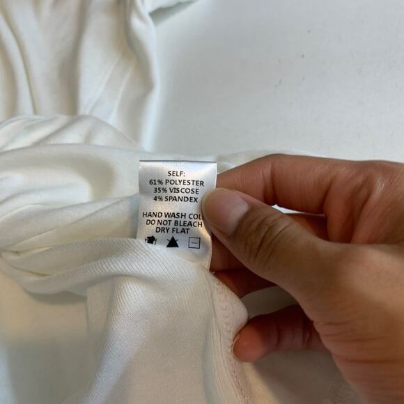 Ces Femme T Shirt Women M Medium Ivory Karley Notch Neck Fitted Short Sleeve Tee - Picture 10 of 12